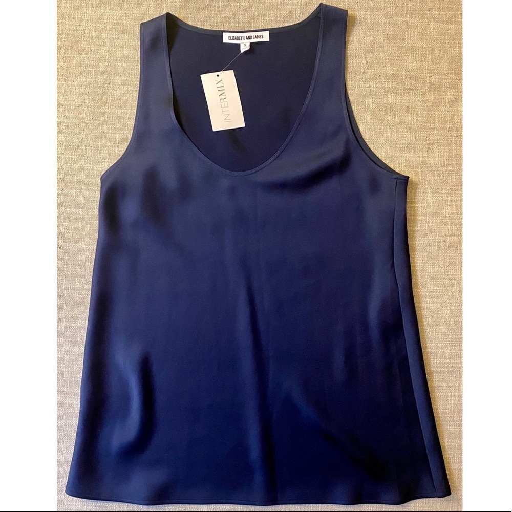 Elizabeth and James Navy Silk Sleeveless Top